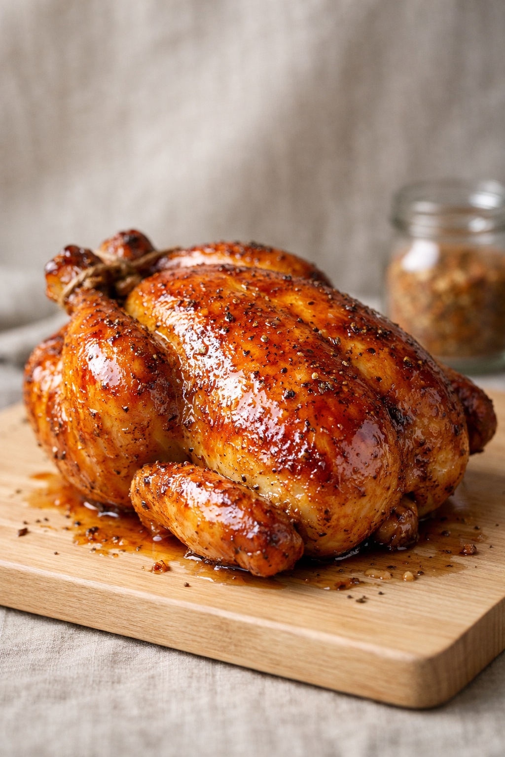 Poulet laqué or-ambré